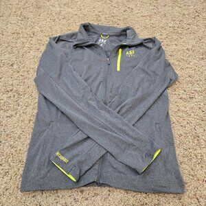 Abercrombie and Fitch Active Womens M Grey Zip-Up Long Sleeves w/Green Accents